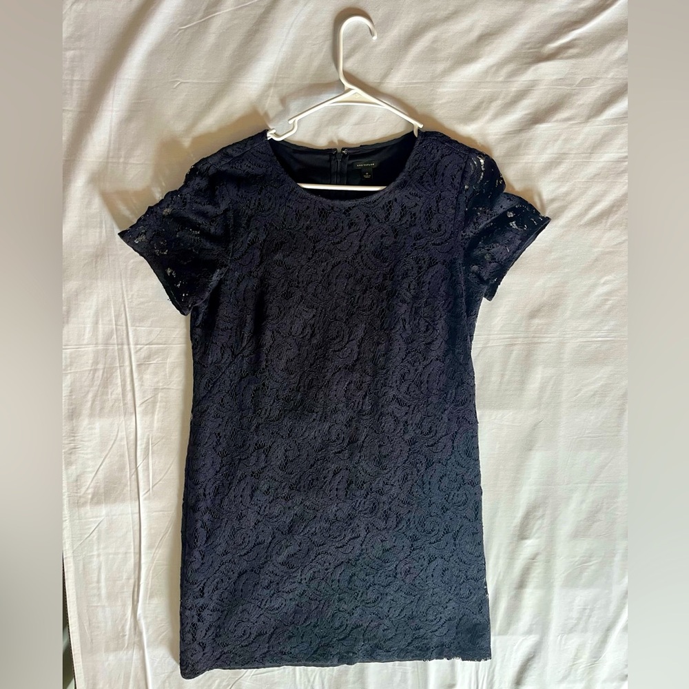 Navy lace Ann Taylor shift dress. Great condition